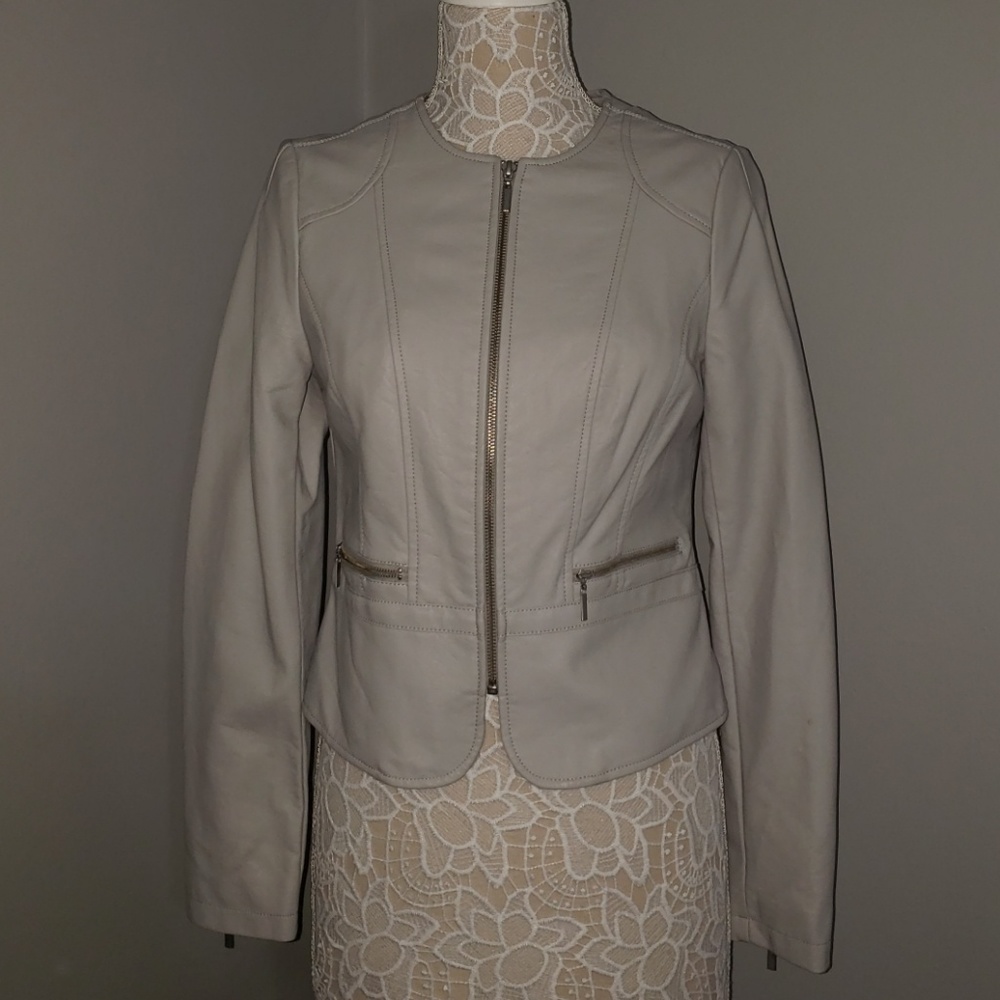 The Limited Light Gray Faux Leather Jacket Small